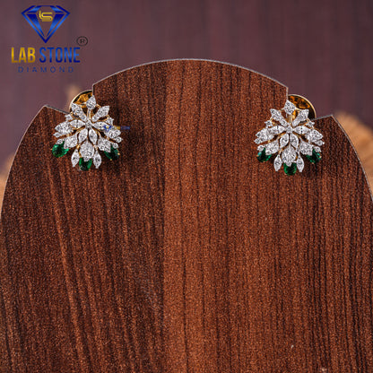 3.62 TDW Emerald Oval & Round & Marquise Cut Diamond Pendant & Earring