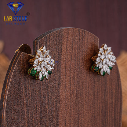 3.62 TDW Emerald Oval & Round & Marquise Cut Diamond Pendant & Earring