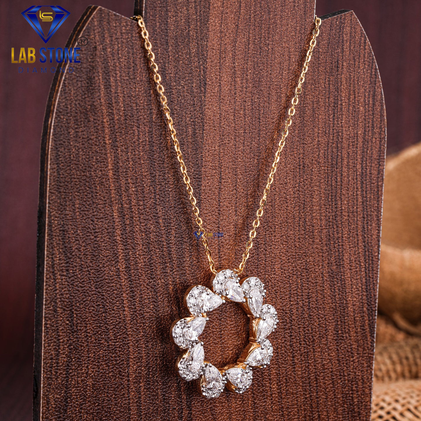 3.76 TDW Pear & Round Cut Diamond Pendant & Earring