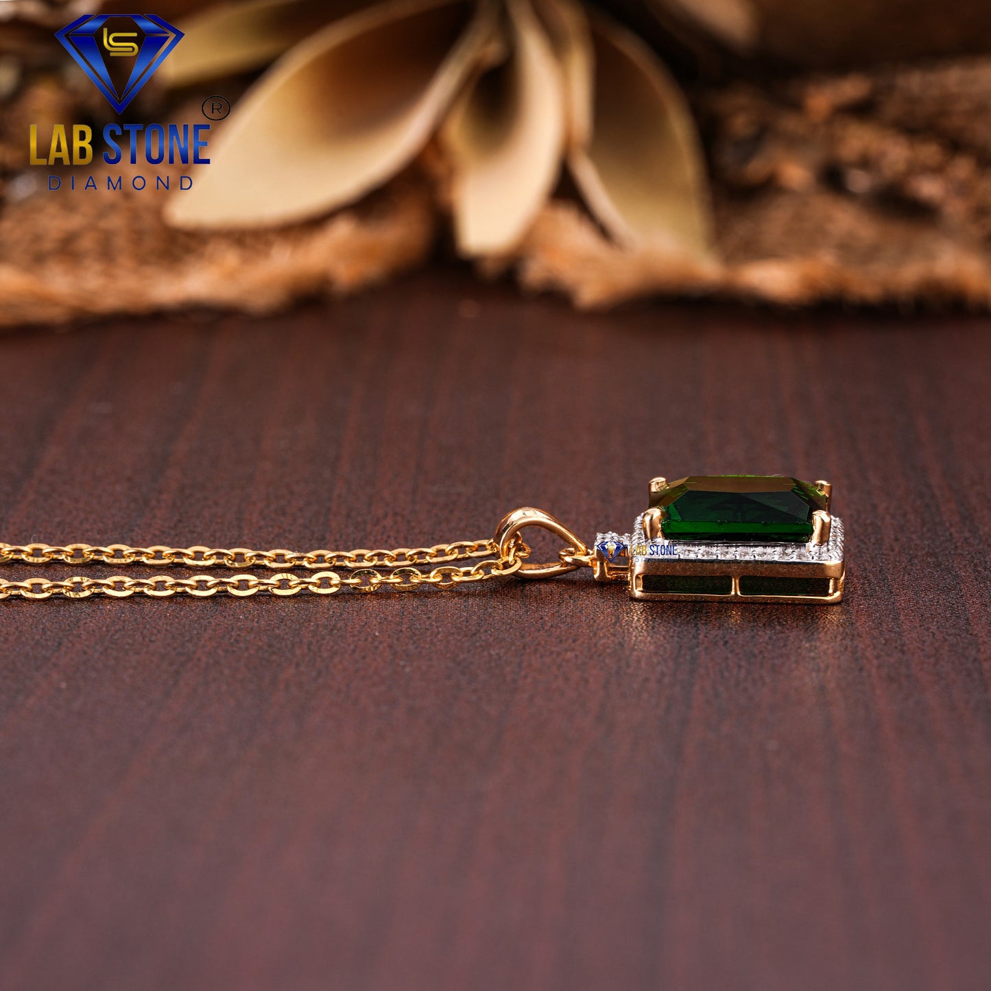 7.40 TDW Emerald Gemstone & Round Cut Diamond Pendant & Earring