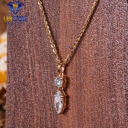 3.48 TDW Marquise & Round Cut Diamond Pendant & Earring