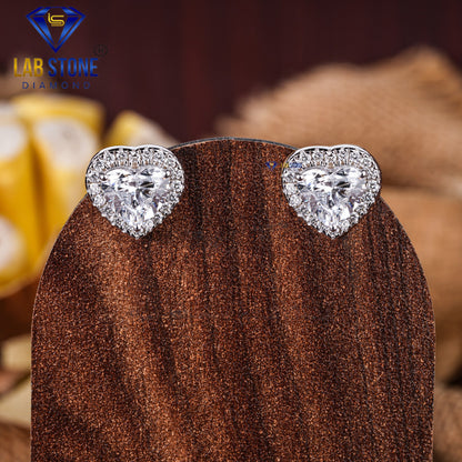 5.54 TDW Heart & Round Cut Diamond Pendant & Earring