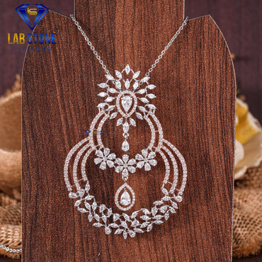 5.63 TDW Marquise, Round & Pear Cut Diamond Pendant & Earring