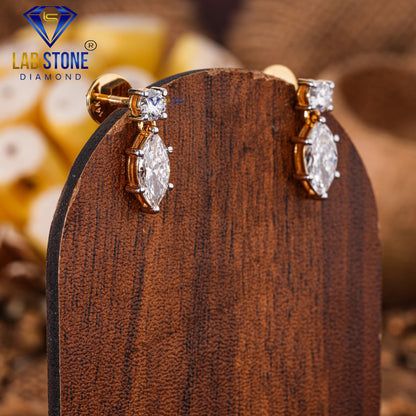 3.48 TDW Marquise & Round Cut Diamond Pendant & Earring