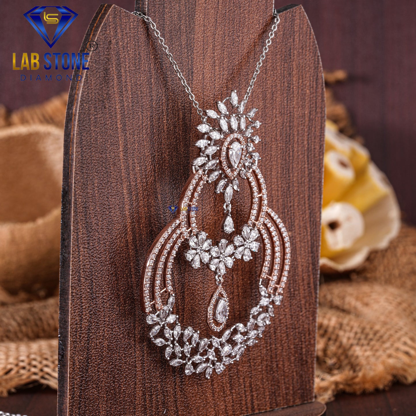 5.63 TDW Marquise, Round & Pear Cut Diamond Pendant & Earring