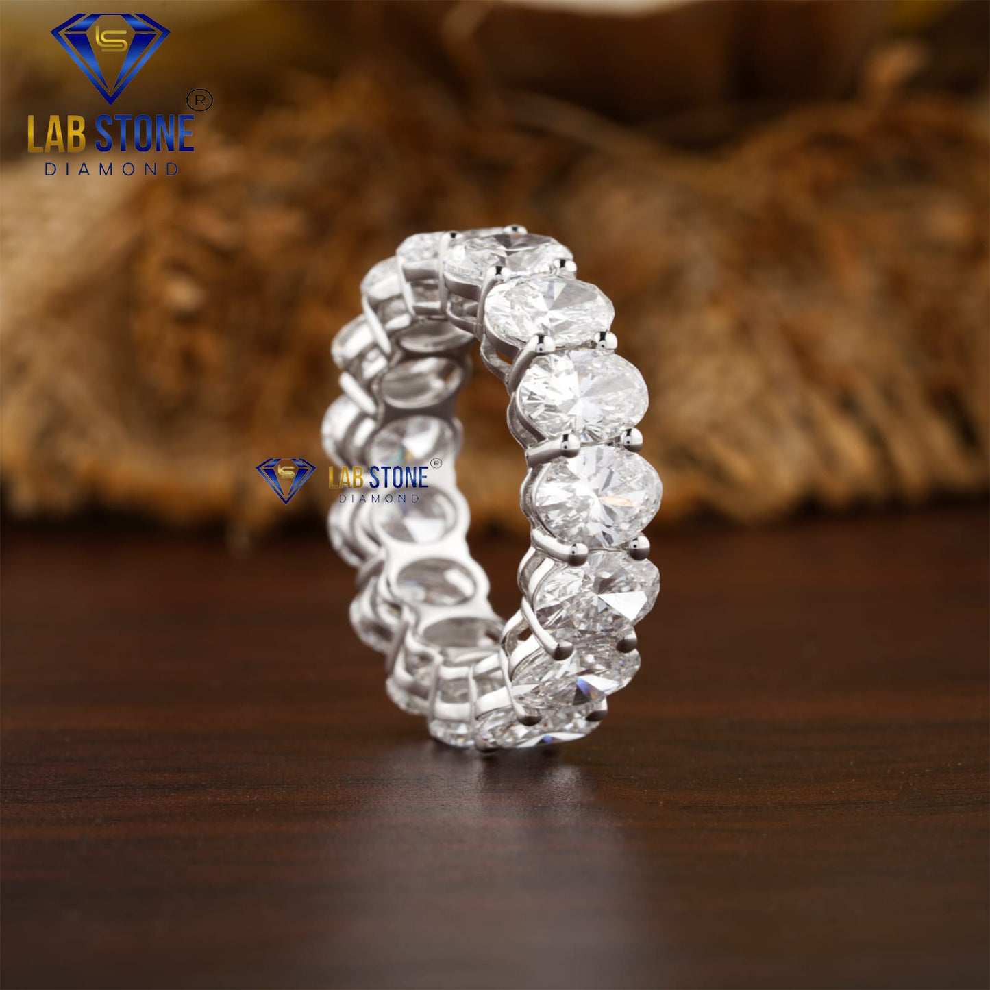 10.46 TDW Oval & Round Cut Women's Diamond Ring with Band