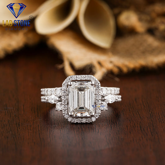 2.37 TDW Marquise, Emerald & Round Cut Women’s Diamond Ring With Band