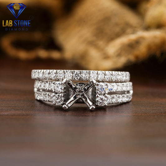 0.68 TDW Round Cut Women’s Engagement Diamond Ring with Band