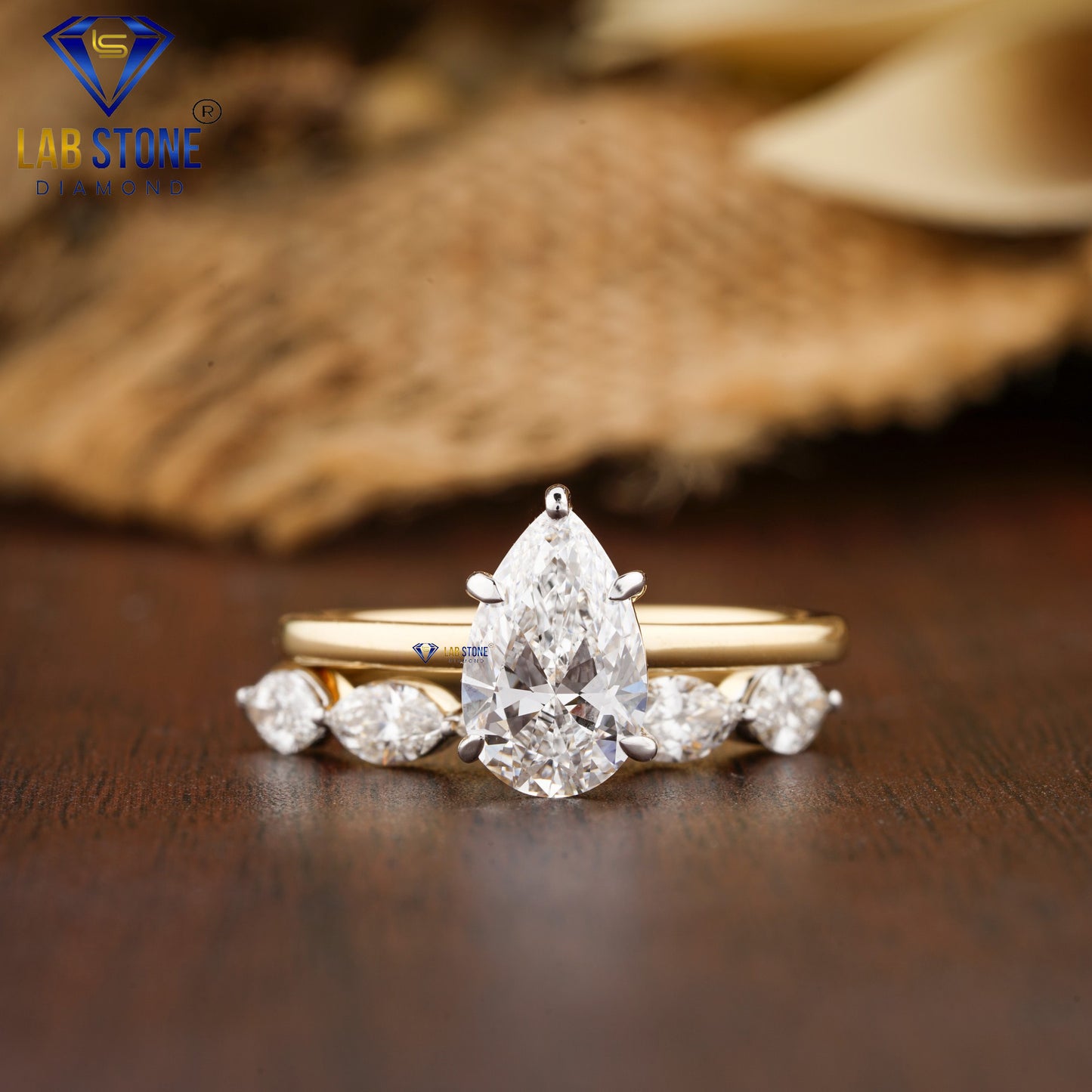 1.87 TDW Pear & Marquise Cut Women’s Diamond Ring with Band