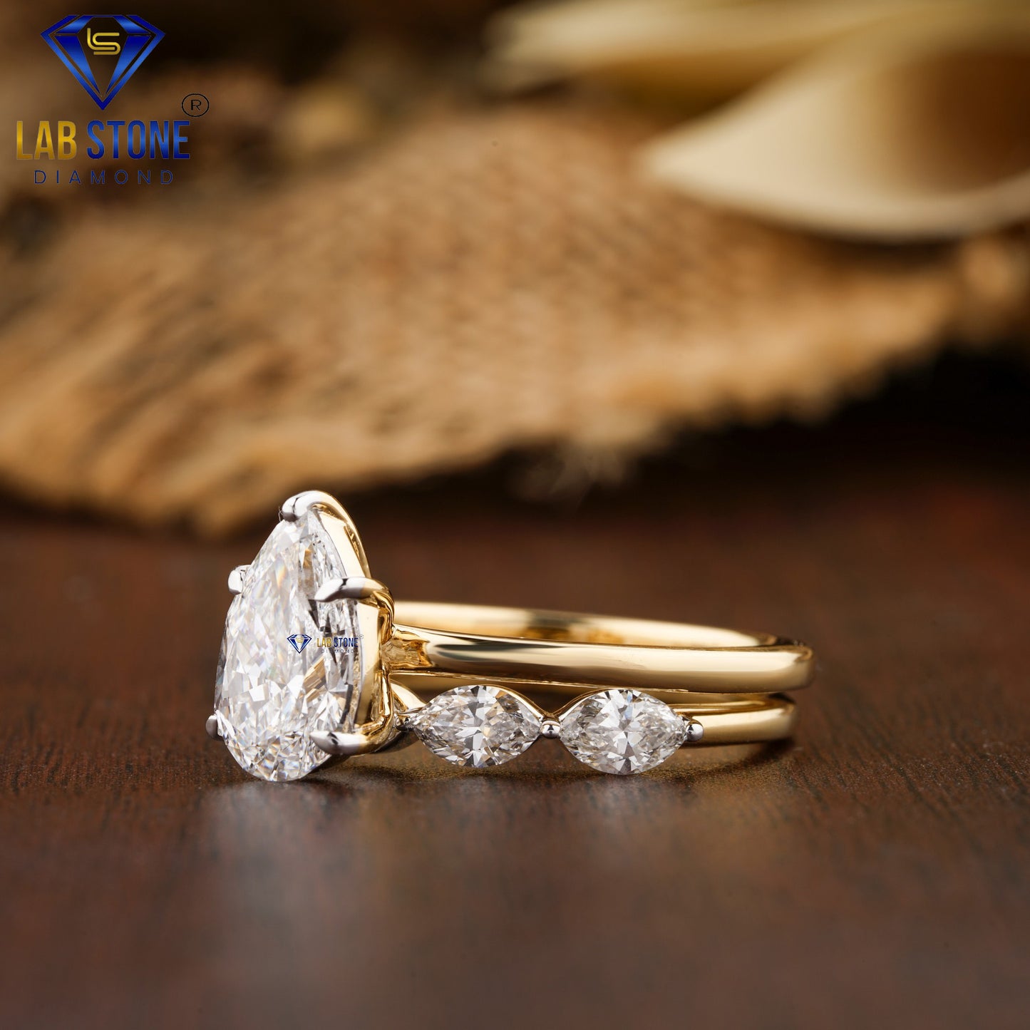 1.87 TDW Pear & Marquise Cut Women’s Diamond Ring with Band