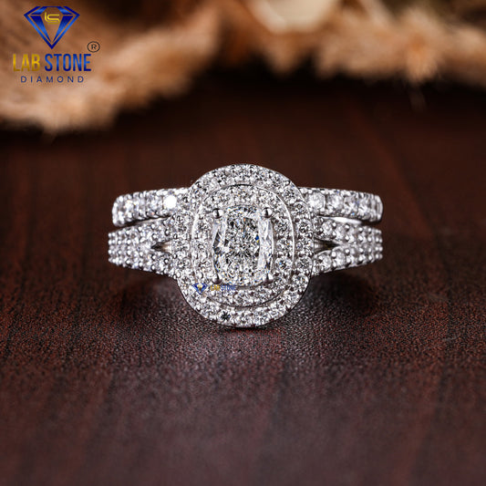 1.96 TDW Cushion cut & Round cut Diamond split band ring with band