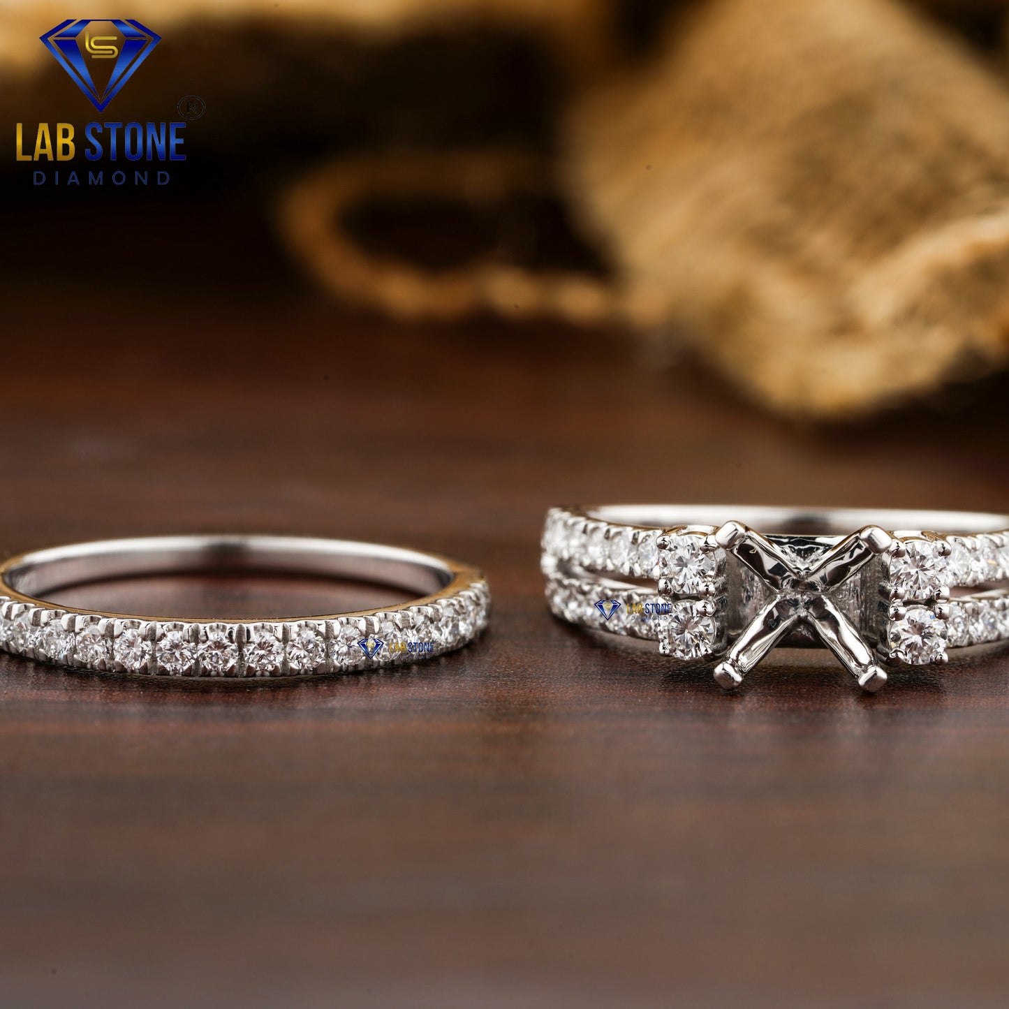 0.68 TDW Round Cut Women’s Engagement Diamond Ring with Band