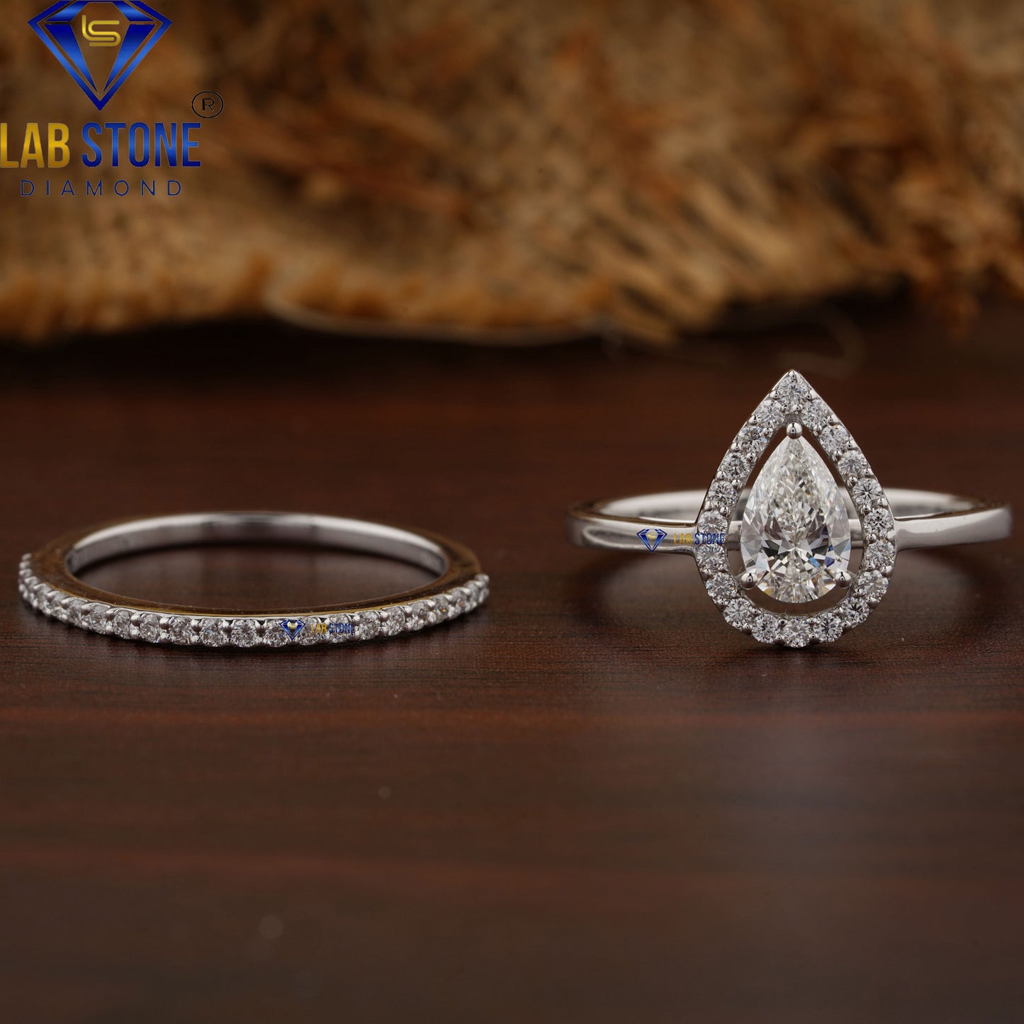 1.09 TDW Pear & Round Cut Women’s Diamond Ring with Band