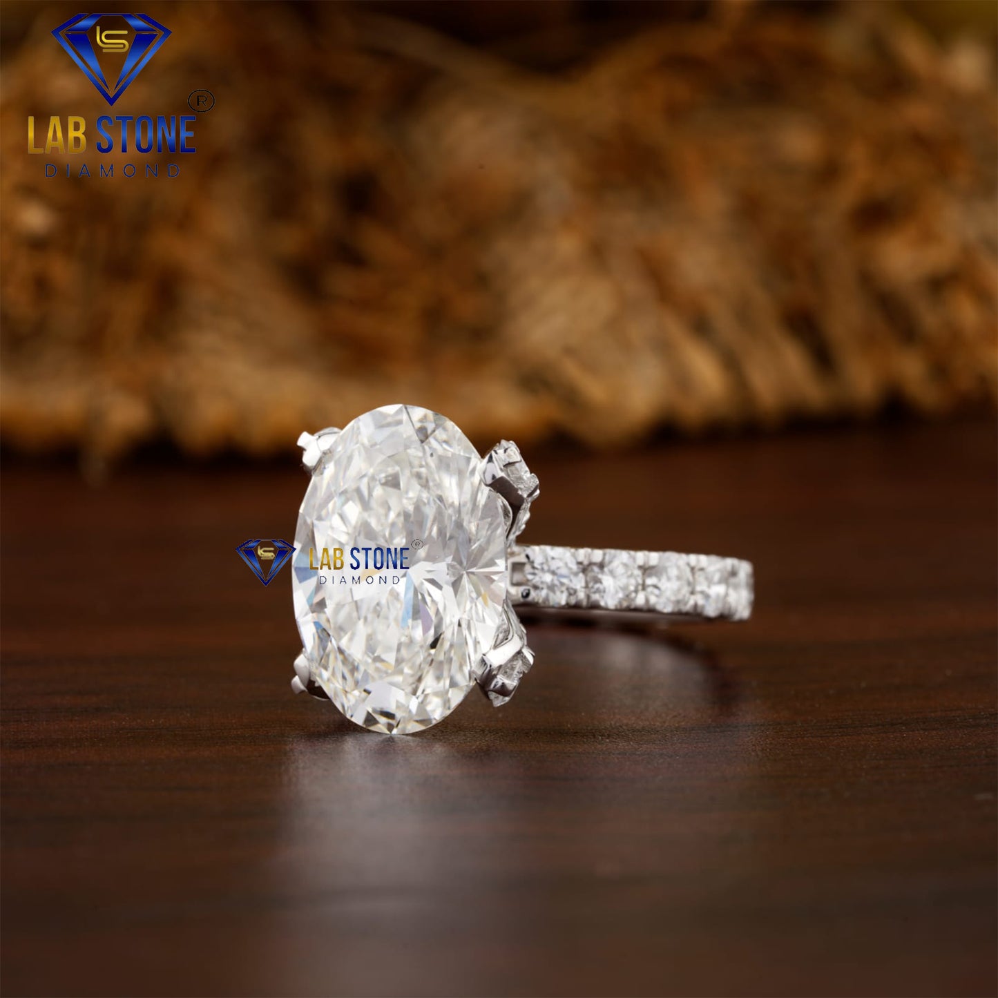 10.46 TDW Oval & Round Cut Women's Diamond Ring with Band