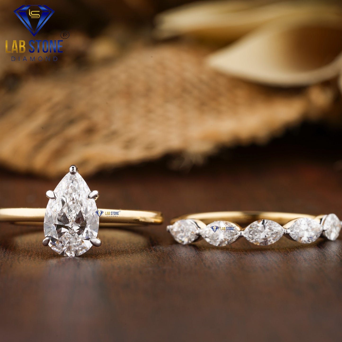 1.87 TDW Pear & Marquise Cut Women’s Diamond Ring with Band