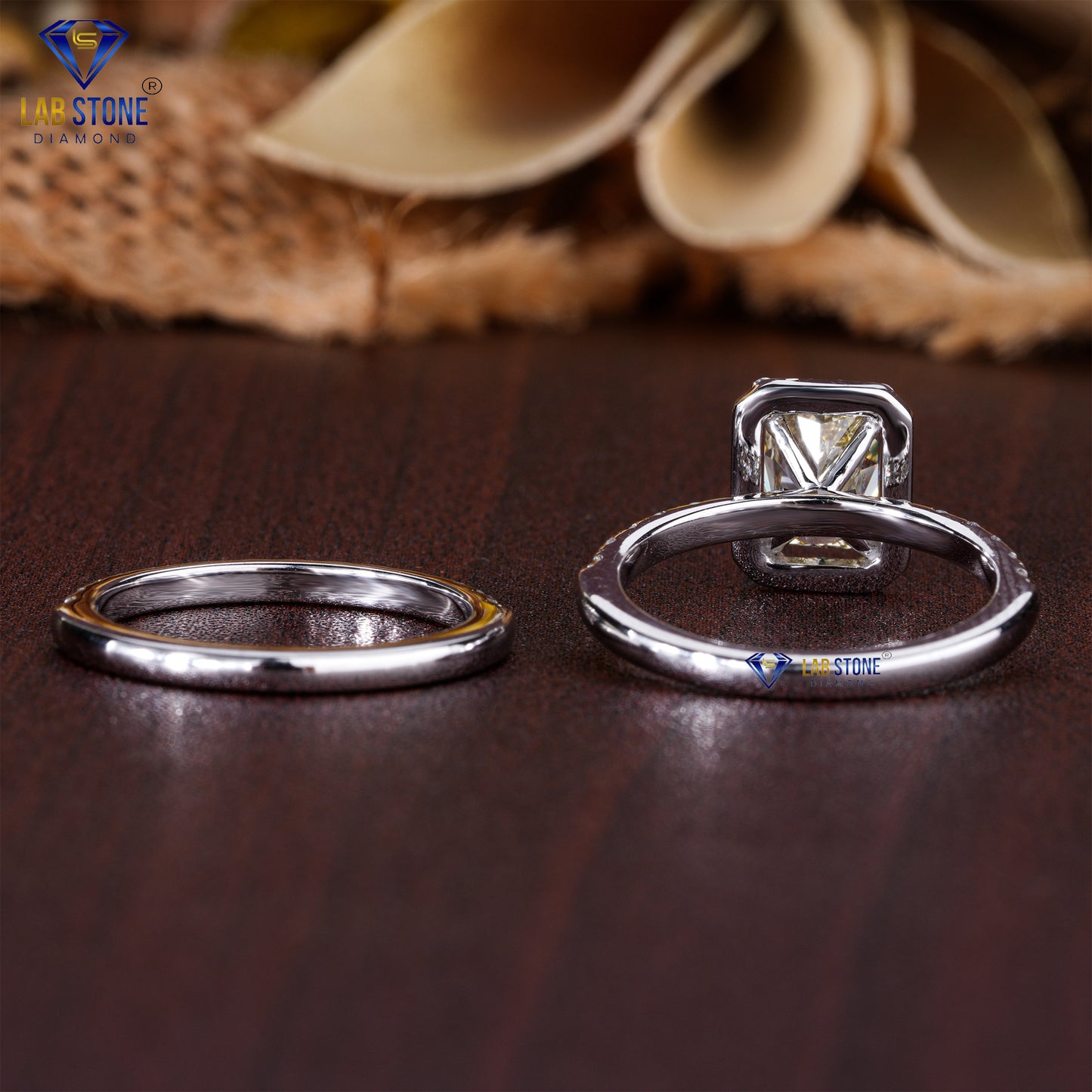 1.34 TDW Fancy Yellow Radiant & Round Cut Diamond Women's Ring with Matching Band