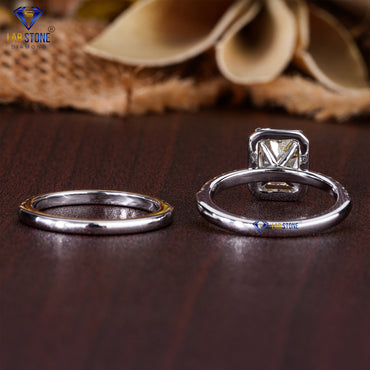 1.34 TDW Fancy Yellow Radiant & Round Cut Diamond Women's Ring with Matching Band