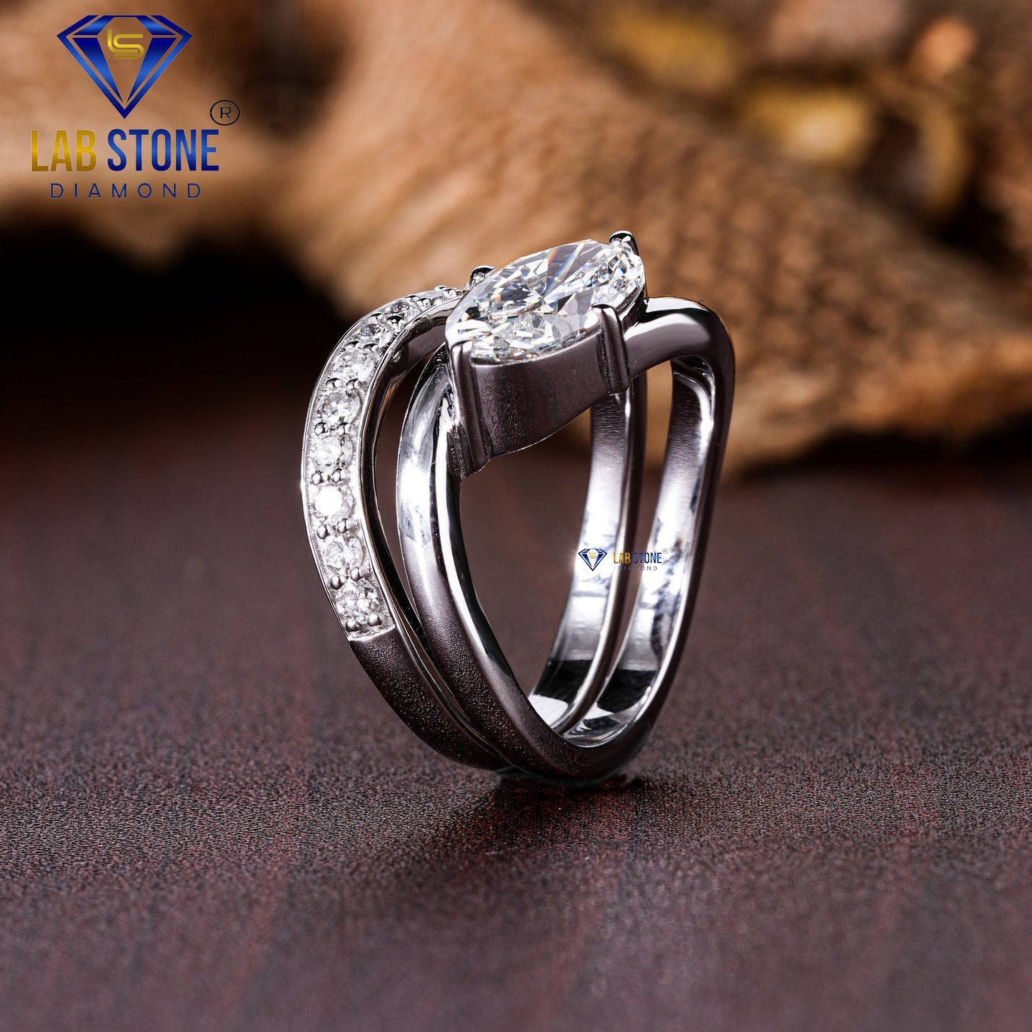 1.24 TDW Pear & Round Cut Women’s Engagement Diamond Ring