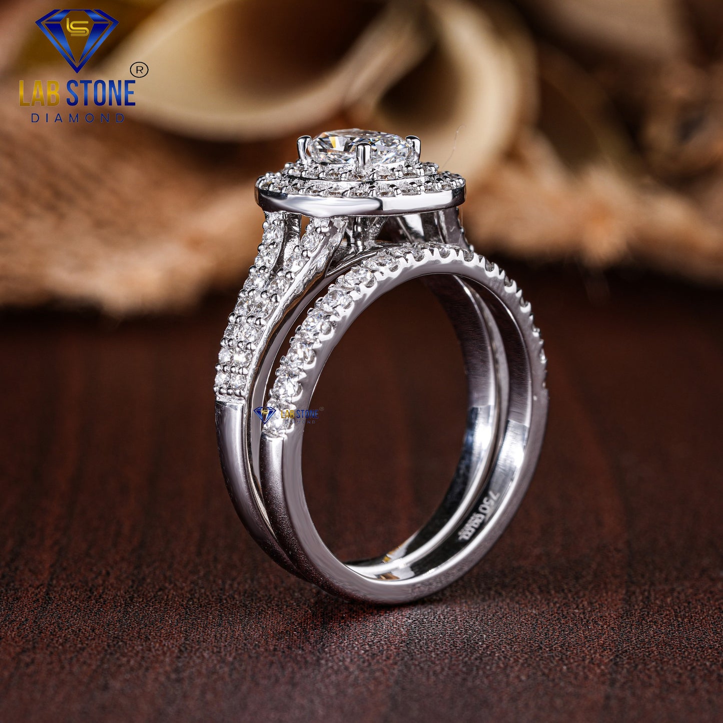 1.96 TDW Cushion cut & Round cut Diamond split band ring with band