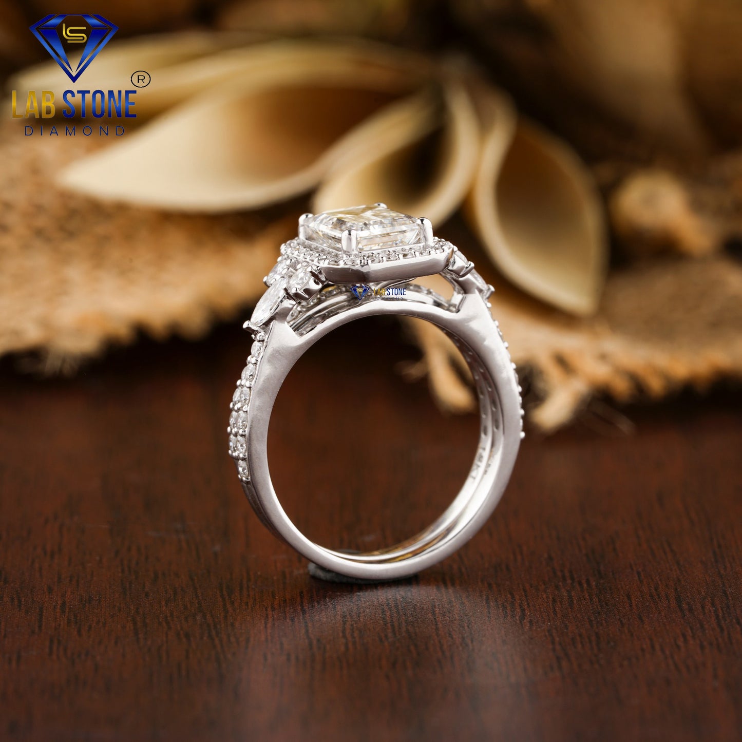 2.37 TDW Marquise, Emerald & Round Cut Women’s Diamond Ring With Band