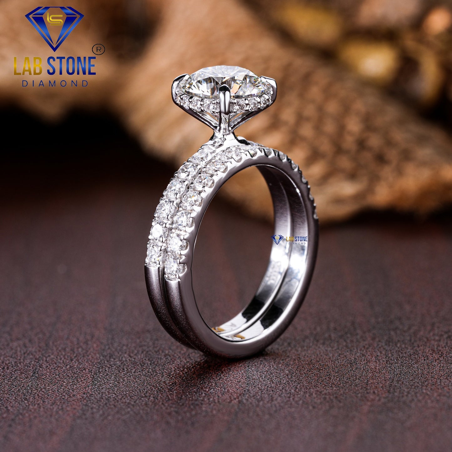 1.68 TDW Round Cut Women’s Diamond Ring with Band