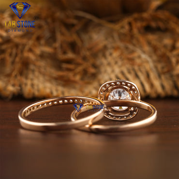 1.49 TDW Round Cut Women’s Halo Diamond Ring with Band