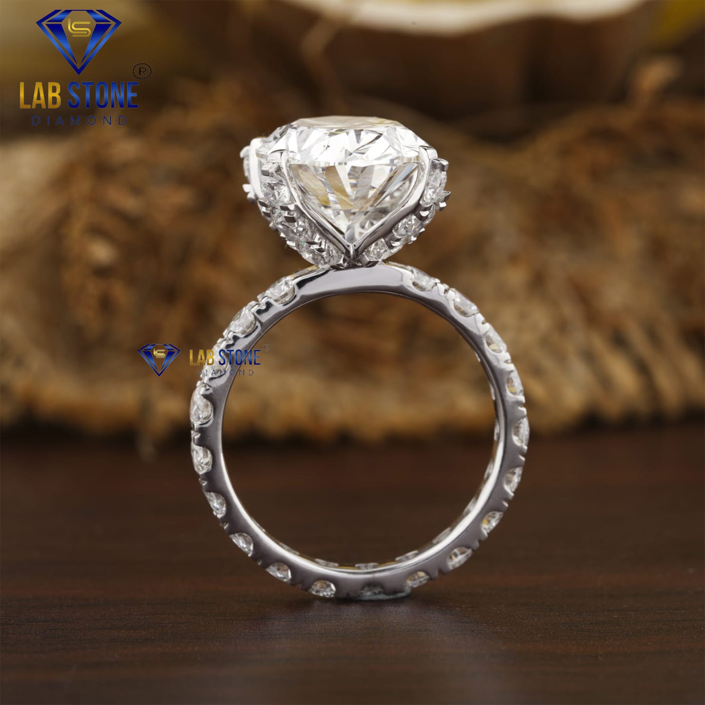 10.46 TDW Oval & Round Cut Women's Diamond Ring with Band