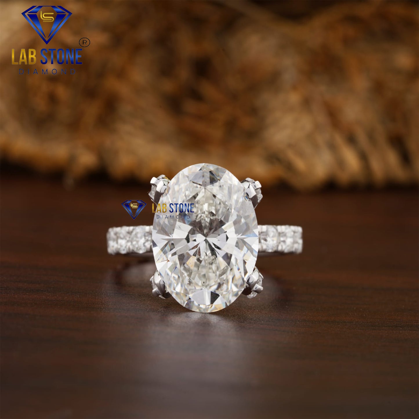 10.46 TDW Oval & Round Cut Women's Diamond Ring with Band