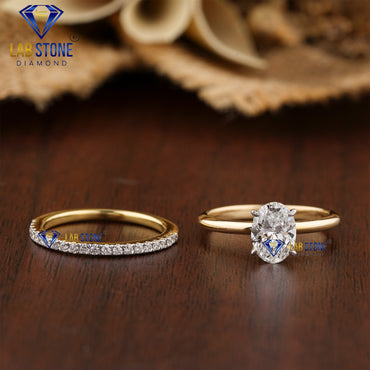 1.16 TDW Oval & Round Cut Women’s Diamond Ring with Band