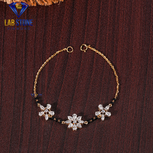 1.49 TDW Marquise, Pear & Round Cut Diamond Slider Bracelet