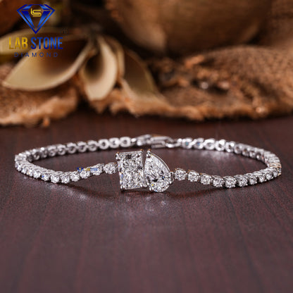 3.71 TDW Pear, Radiant & Round Cut Slider Bracelet