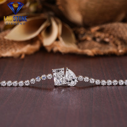 3.71 TDW Pear, Radiant & Round Cut Slider Bracelet