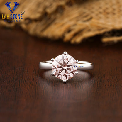 1.90 TDW Fancy Pink Round Diamond Women’s Solitaire Diamond Ring