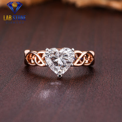 1.99 TDW Heart Cut Women’s Solitaire Diamond Ring