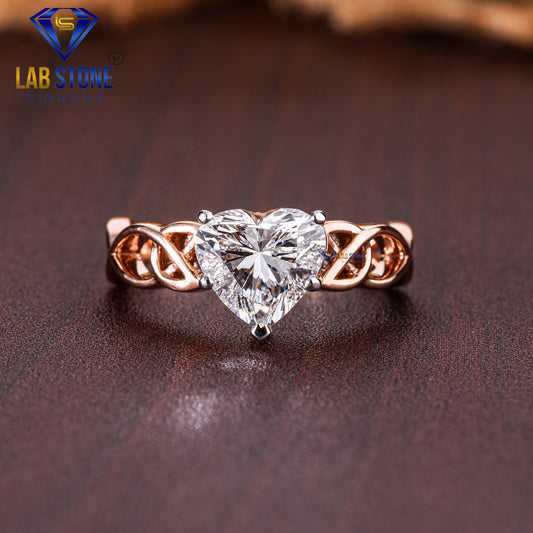 1.99 TDW Heart Cut Women’s Solitaire Diamond Ring