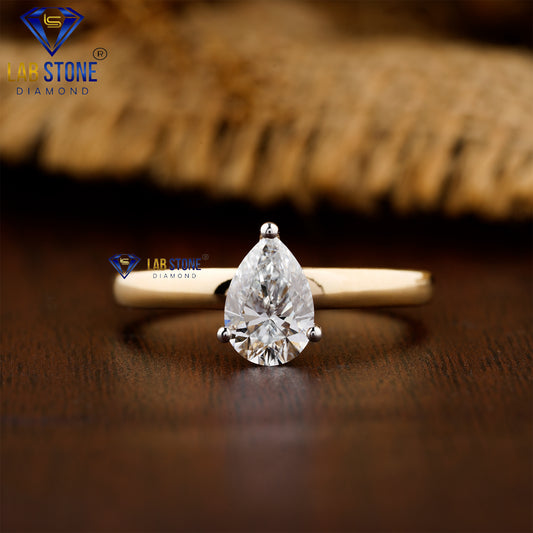 1.05 TDW Pear & Round Cut Women's Diamond Hidden Halo Ring