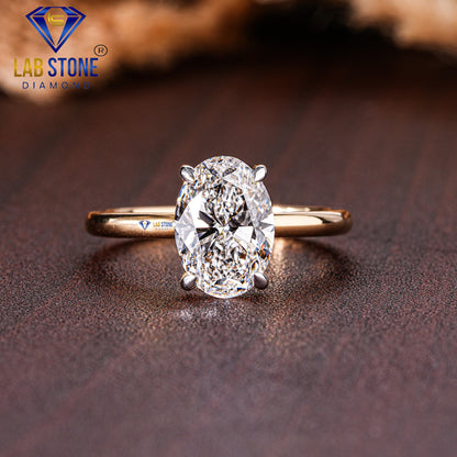 1.90 TDW Oval Cut Women’s Solitaire Diamond Ring