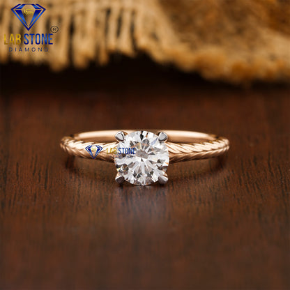 0.93 TDW Round Cut Women’s Solitaire Diamond Ring