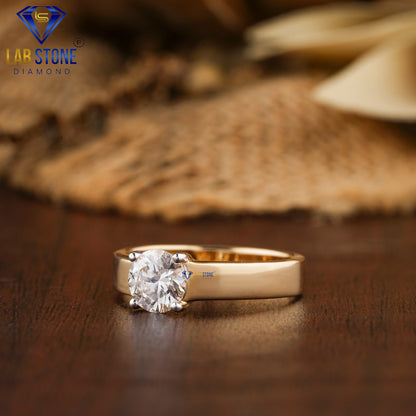 0.74 TDW Round Cut Women’s Solitaire Diamond Ring
