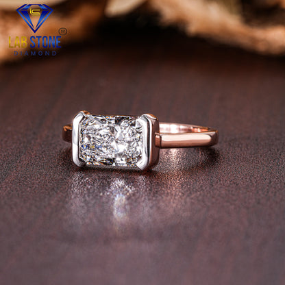 2.42 TDW Radiant Cut Diamond Women's Solitaire Ring