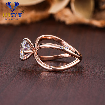 1.65 TDW Round Cut Women’s Split Band Solitaire Diamond Ring