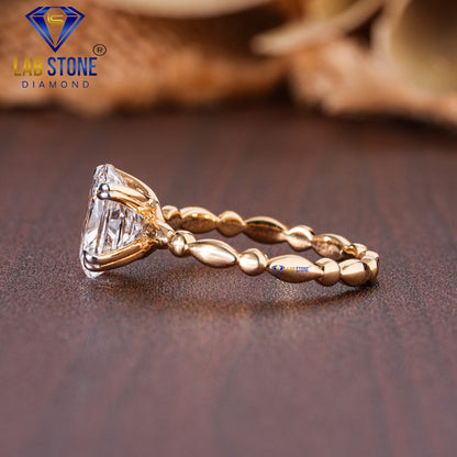 3.41 TDW Cushion and Round Cut Diamond Solitaire Ring