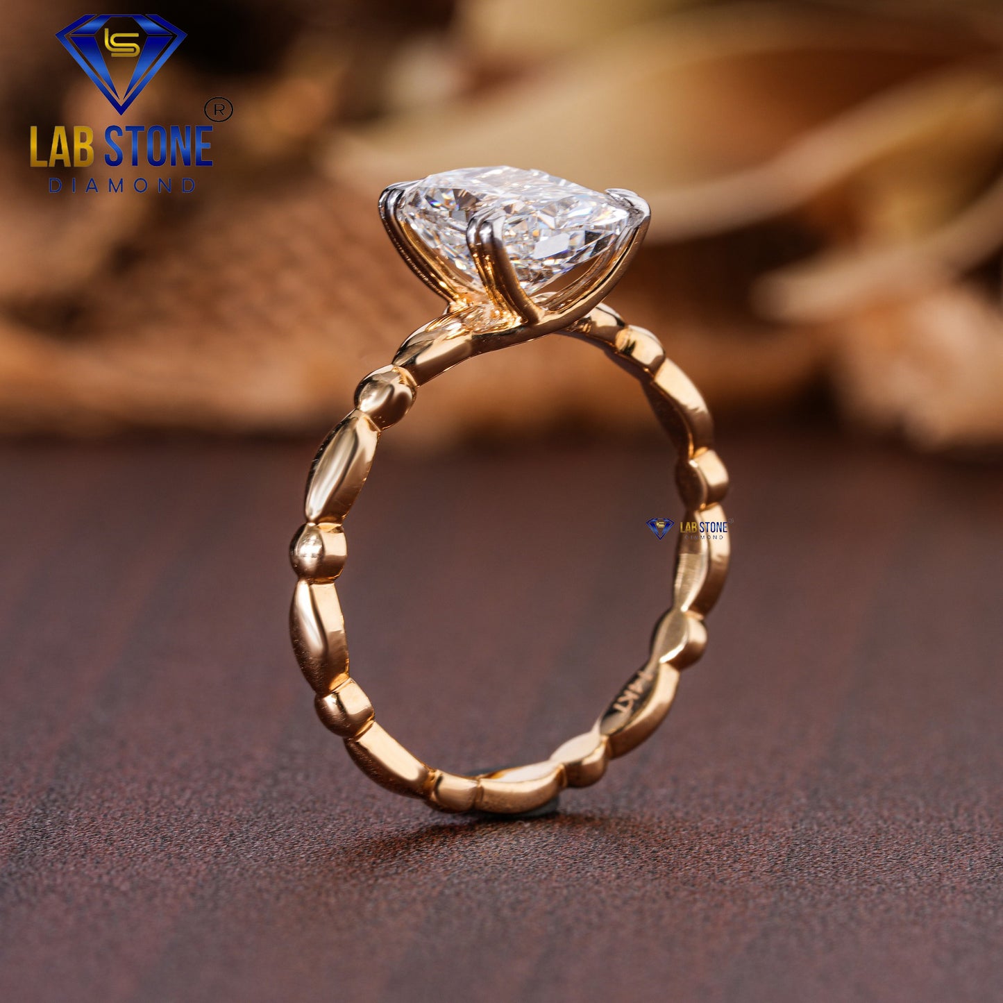 3.41 TDW Cushion and Round Cut Diamond Solitaire Ring