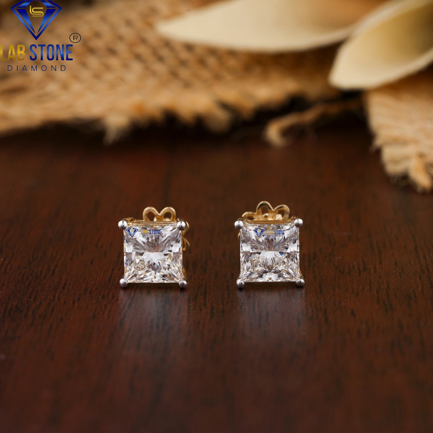 0.60 TDW Princess Cut Diamond Stud Earrings