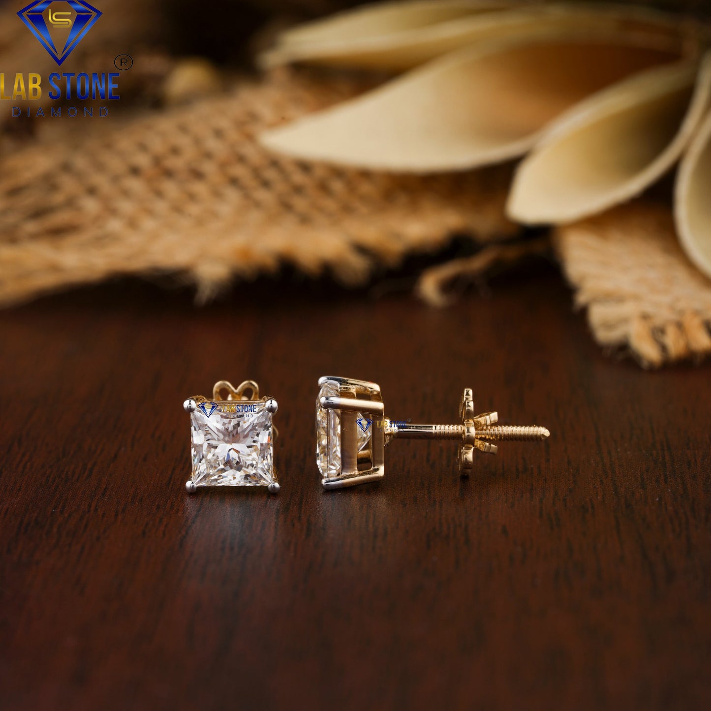 0.60 TDW Princess Cut Diamond Stud Earrings