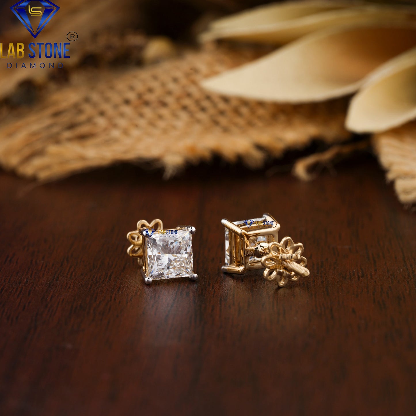 0.60 TDW Princess Cut Diamond Stud Earrings