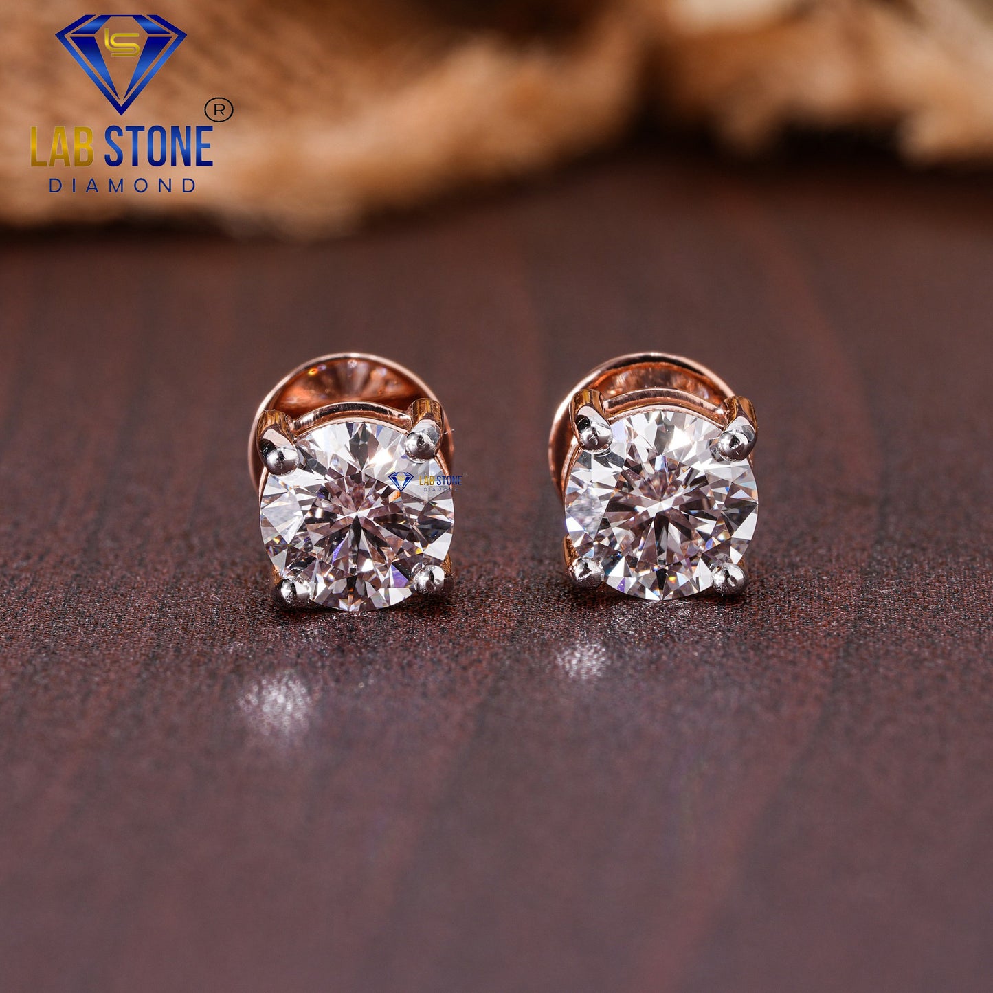 0.93 TDW Round Cut Diamond Solitaire Stud Earring