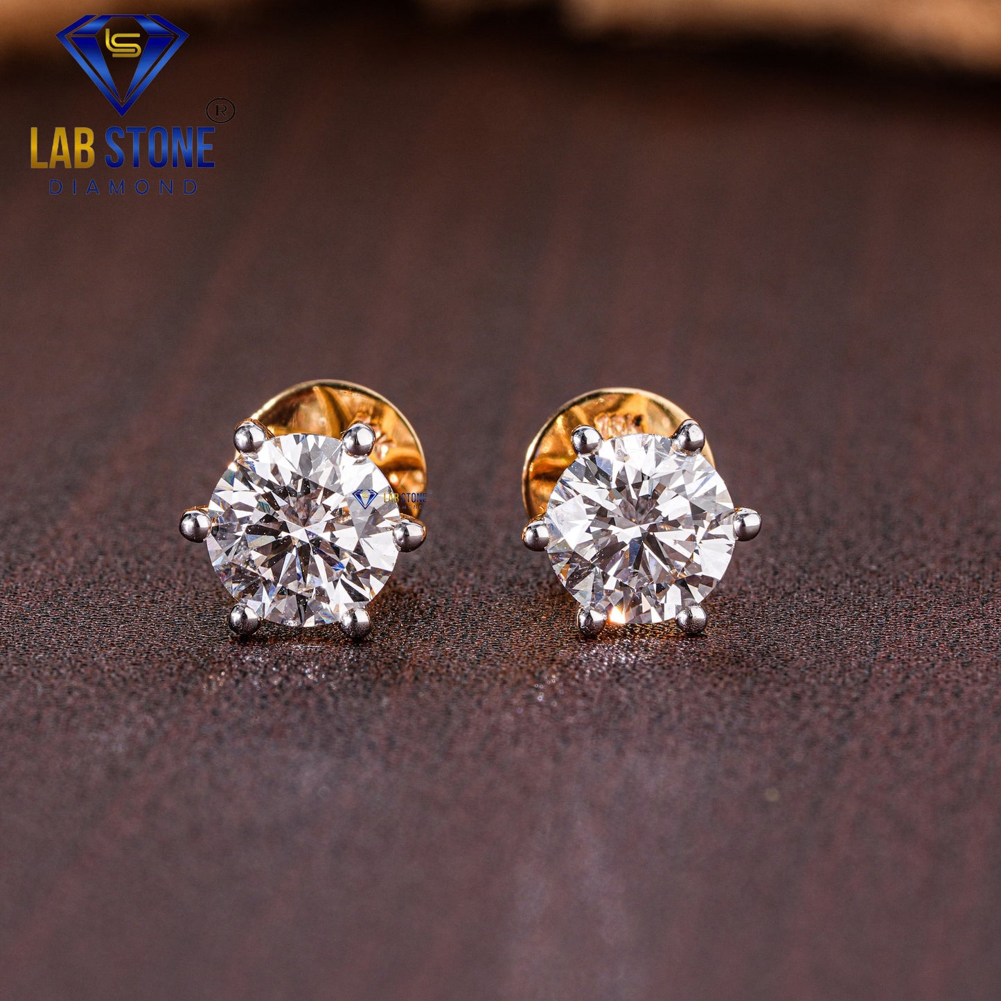 3.00 TDW Round Cut Diamond Solitaire Stud Earring