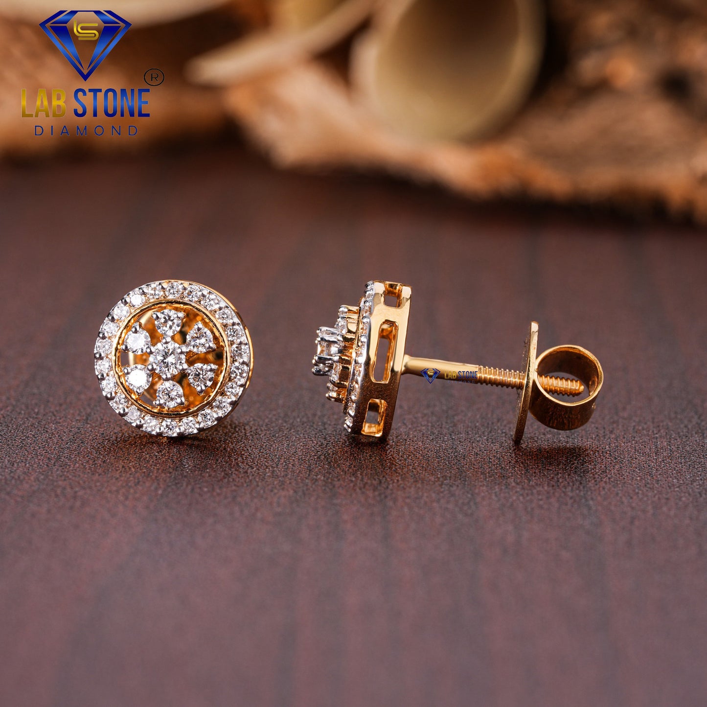 0.48 TDW Round Cut Diamond Stud Earring