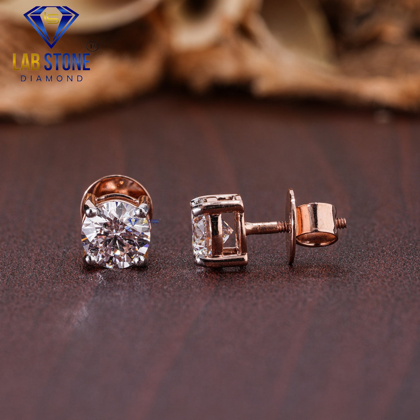 0.93 TDW Round Cut Diamond Solitaire Stud Earring